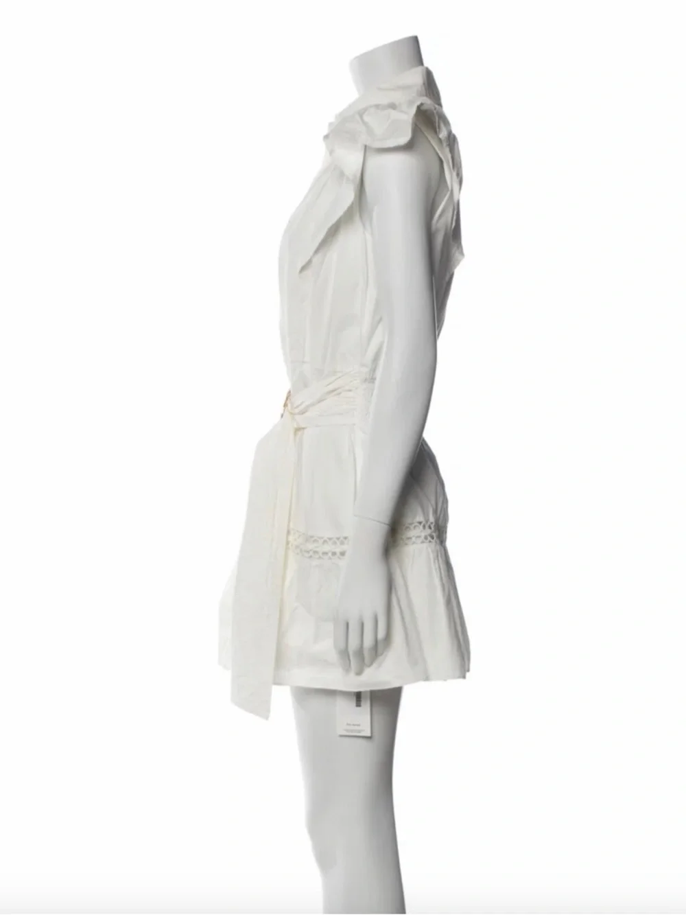 Ramy Brook White Eyelet Shirt Dress with Waist Tie - Picture 5 of 6